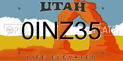 0INZ35 Utah License Plate