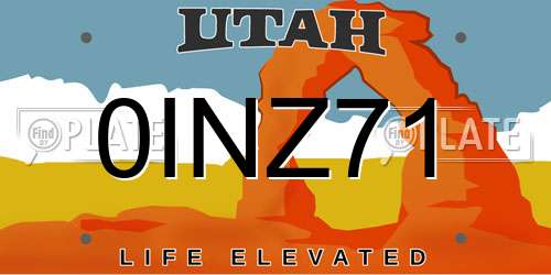 0INZ71 Utah License Plate