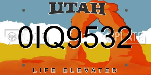 0IQ9532 Utah License Plate