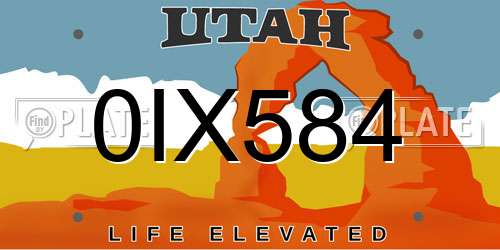 0IX584 Utah License Plate