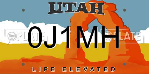 0J1MH Utah License Plate