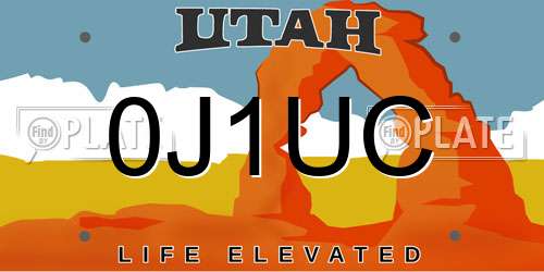 0J1UC Utah License Plate