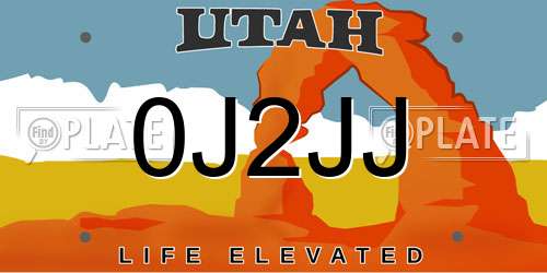 0J2JJ Utah License Plate