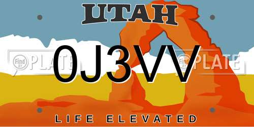0J3VV Utah License Plate