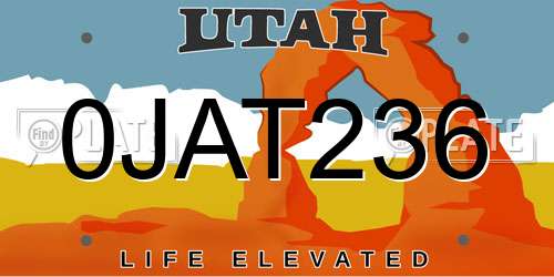 0JAT236 Utah License Plate