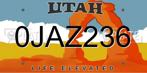 0JAZ236 Utah License Plate