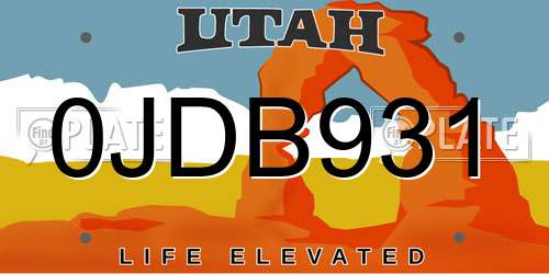 0JDB931 Utah License Plate