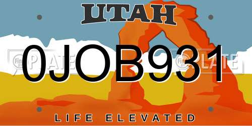 0JOB931 Utah License Plate