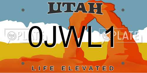 0JWL1 Utah License Plate