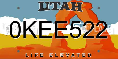 0KEE522 Utah License Plate