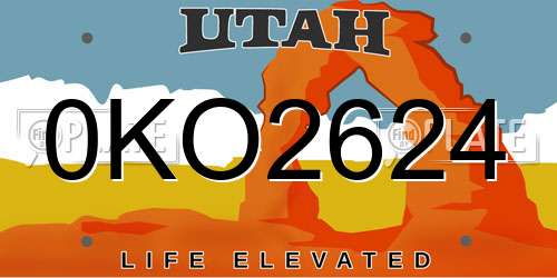 0KO2624 Utah License Plate