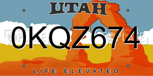 0KQZ674 Utah License Plate