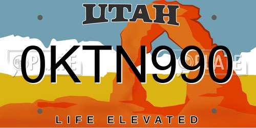 0KTN990 Utah License Plate