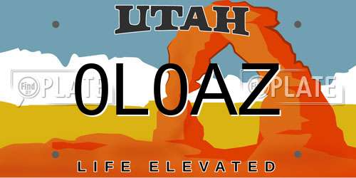 0L0AZ Utah License Plate