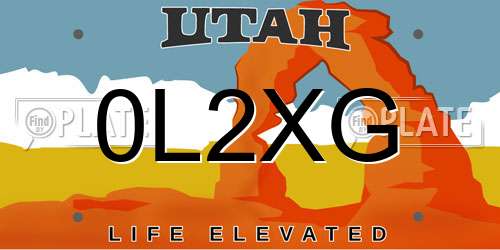 0L2XG Utah License Plate