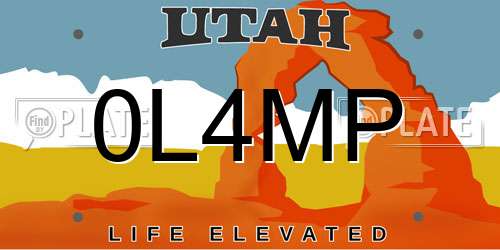 0L4MP Utah License Plate