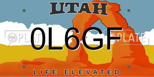 0L6GF Utah License Plate