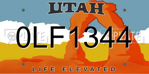 0LF1344 Utah License Plate