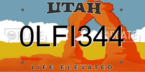 0LFI344 Utah License Plate