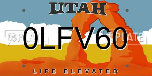 0LFV60 Utah License Plate