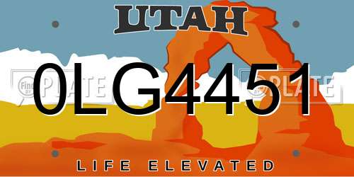 0LG4451 Utah License Plate