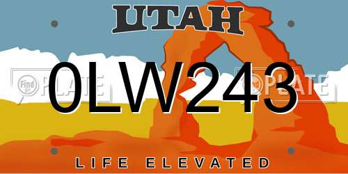 0LW243 Utah License Plate