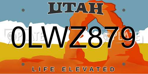 0LWZ879 Utah License Plate