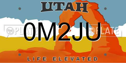 0M2JU Utah License Plate