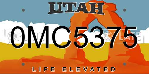0MC5375 Utah License Plate