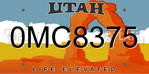 0MC8375 Utah License Plate