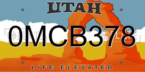 0MCB378 Utah License Plate