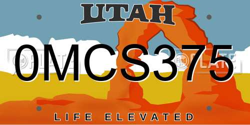0MCS375 Utah License Plate