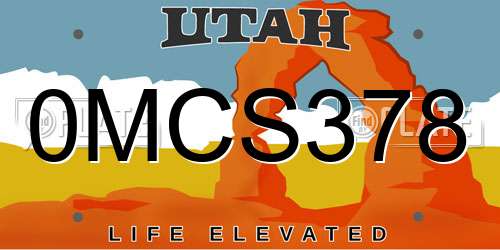 0MCS378 Utah License Plate