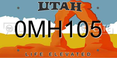 0MH105 Utah License Plate