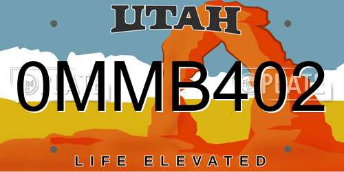 0MMB402 Utah License Plate