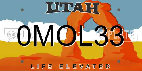 0MOL33 Utah License Plate
