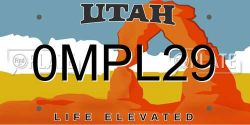 0MPL29 Utah License Plate