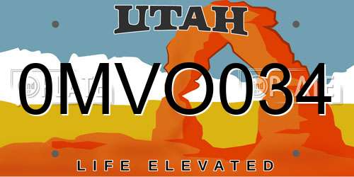 0MVO034 Utah License Plate