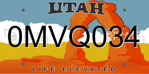 0MVQ034 Utah License Plate