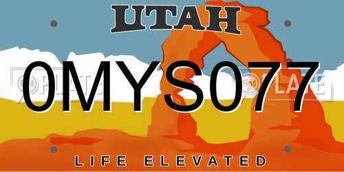 0MYS077 Utah License Plate
