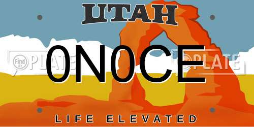 0N0CE Utah License Plate