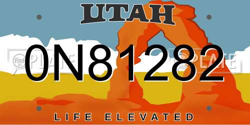 0N81282 Utah License Plate