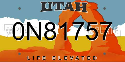 0N81757 Utah License Plate