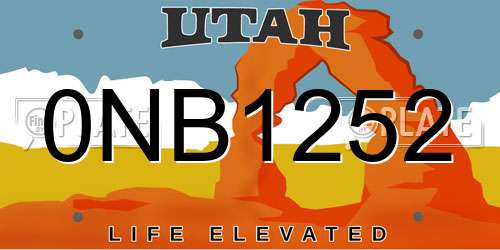 0NB1252 Utah License Plate