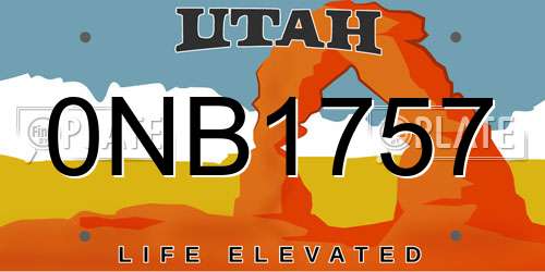 0NB1757 Utah License Plate