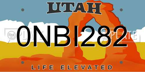 0NBI282 Utah License Plate