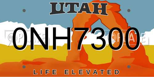 0NH7300 Utah License Plate