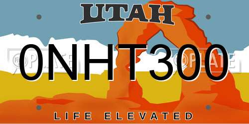 0NHT300 Utah License Plate