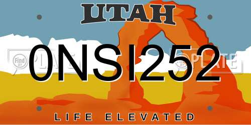 0NSI252 Utah License Plate