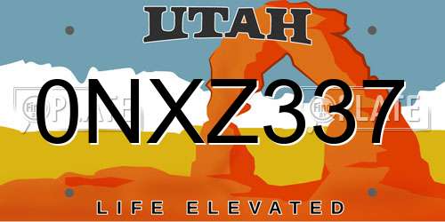 0NXZ337 Utah License Plate